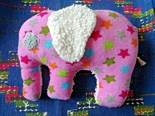 IB/ DOUDOU PELUCHE COUSSIN ELEPHANT EDITH ' S UNIKA BLANC ROSE ETOILE TBE