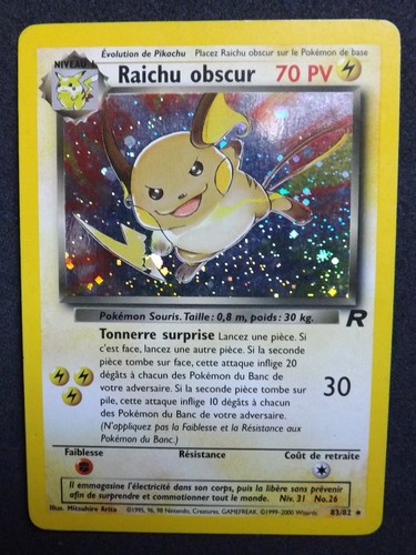 Carte pokémon raichu obscur - carte,