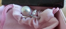 Jolie bague perle de tahiti catégorie A, montée sur argent - taille : 17,3 m
