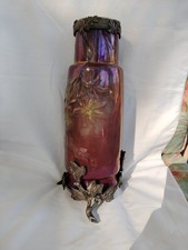 Grand VASE Ancien Céramique irisée Art Nouveau  Monture Bronze 