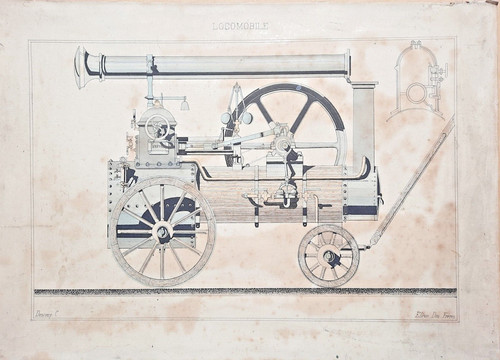 Dessin aquarelle locomobile - dessin,