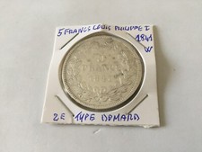 France 5 Francs Argent Louis Philippe IIe  Type Domard Tranche Rilief 1841W