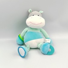Doudou hippopotame bleu blanc