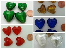 4 perles COEUR 20mm VERRE