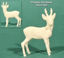 Origine inconnue, chevreuil, plastique blanc à peindre 6 cm de haut