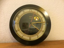 Superbe Horloge pendule TROPHY FORMICA NOIR VINTAGE 50 60's 70's  
