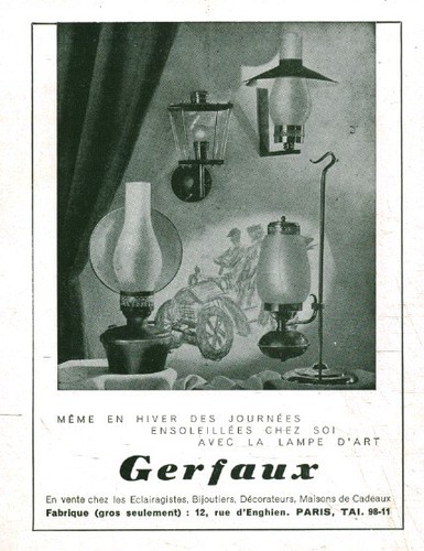 Publicité ancienne lampes