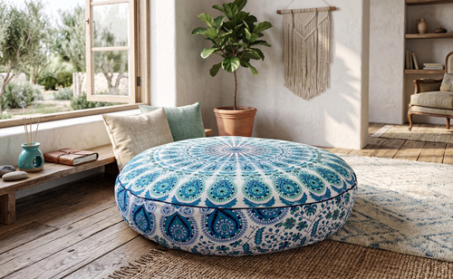Sol rond coussin mandala - ",