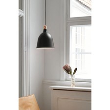 Suspension Nordlux Lampe Moku Noir + Bois Rond Ø29Cm Max. 60W E27 Réglable