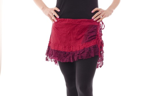 Handmade cotton red skirt - red,