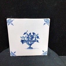 Ancien Carreau Carrelage Faience De Delft 10cm Coupe à Fruits Tiles Azulejos