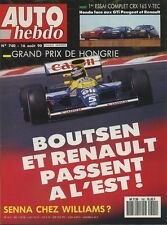 AUTO HEBDO n°740 du 16 Août 1990 HONDA CRX VTEC 309 GTO R19 16S
