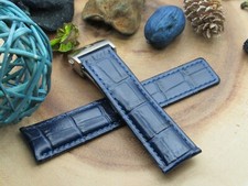 22mm Bracelet En Cuir Bleu