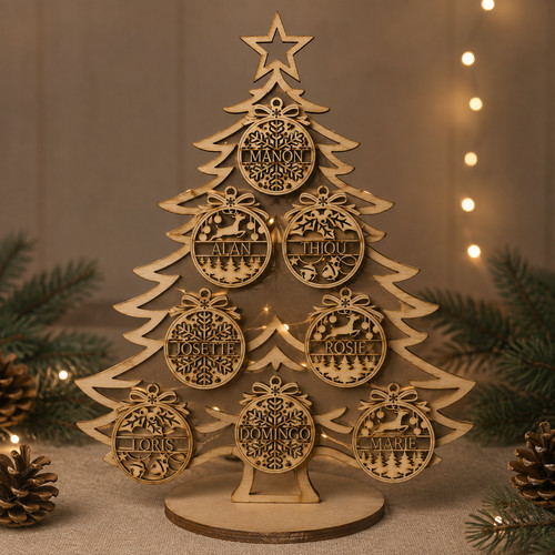 Boule noël bois - de,
