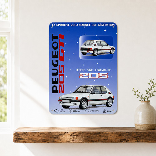 Plaque métal peugeot 205 20 - plaque,