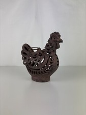 Ancienne Lanterne, Bougeoir, Photophore Poule en Fonte Antique Vintage, 90s 