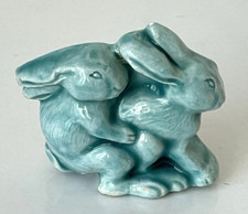Magnifique Fève deux LAPINS Turquoise ⭐ Galette des Rois French Charm H=2,8cm !