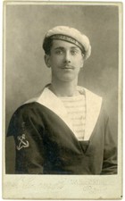 Photo CDV photographie Cognet Paris 1909, un marin pose militaire marine