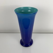 Grand vase en opaline style Carlo Moretti dégradé de bleu