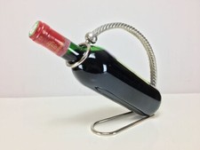 Porte bouteille métal argenté décor cordes vintage