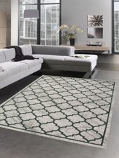 Tapis de salon avec motif marocain gris turquoise bleu pétrole