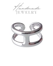 Bague H en argent osmose ring silver Bague réglable Cadeau noël Bague tendance 
