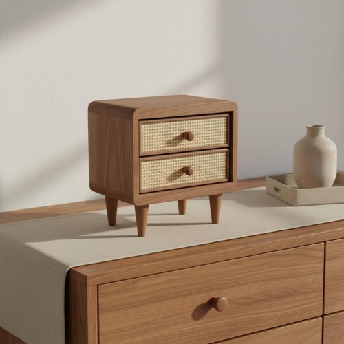 Boîte bois rotin design - boîte,