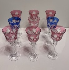 9 Verres roemer de couleur en cristal Saint Louis ? Baccarat ?