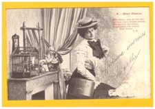 FEMME BOURGEOISE avec Carton à CHAPEAU & CAGE à OISEAU / A. BERGERET avant 1904