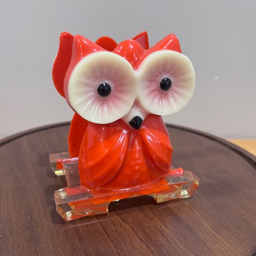 Vtg mcm orange lucite owl - vtg,
