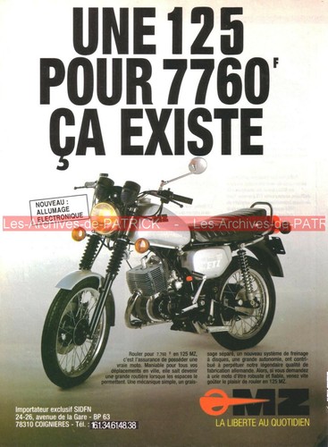 Publicité 125 etz - mz,