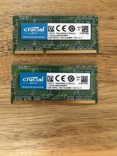 Lot 2x4gb crucial - crucial, ddr3l
