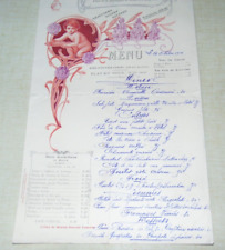 grand   ancien MENU + CARTE VINS  taverne du château d eau PARIS 1901