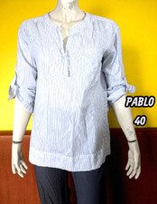 Pablo Gerard Darel TAille 40 Blouse manches 3/4 femme blanc rayures bleue