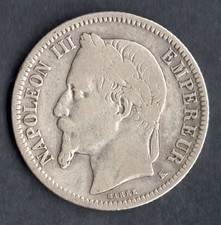MONNAIE DE 1 FRANC NAPOLEON III TETE LAUREE ARGENT DE 1866 K @ BORDEAUX @ TOP