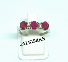 Élégant Rubis Gemme Diamant Juillet Naissance 925 Clou Argent Sterling Ring US 6