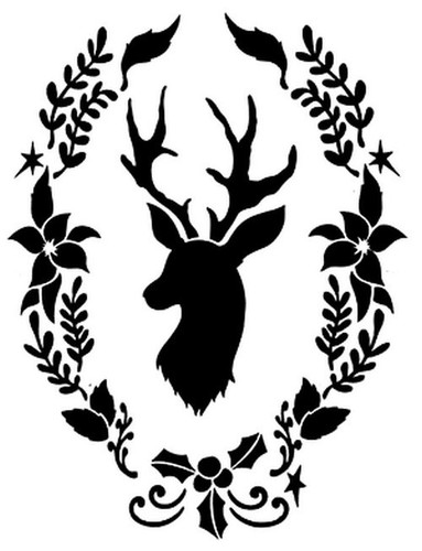 Pochoir cerf avec couronne de - cerf,