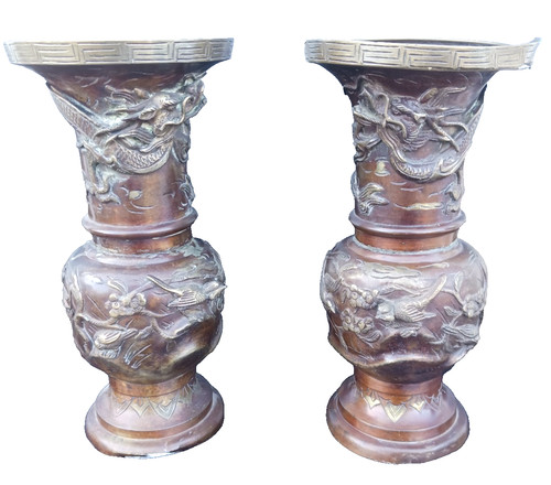 Paire vases bronze - paire, de