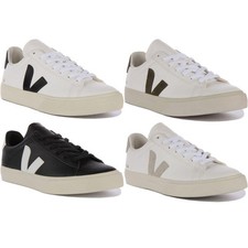 Veja Campo Chromefree Cuir Lacets Entraîneur Noir Blanc Hommes UK 6 - 12