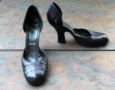 Unique Femme Bleu Marine Cuir Fabriqué Italie à Enfiler 2-piece Chaussures US 6,