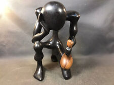 Statuette en bois africaine ébène homme penseur statue art ethnique déco