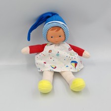 Doudou Poupée lutin blanc bleu rouge bateaux Mademoiselle Corolle - 36533