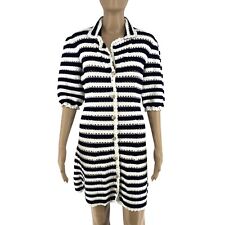 Maje Femme Bleu Marine Rayure Col V Chemise Manche Courte Robe Taille Ue 36 8 US