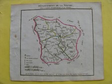 carte an X 1802 Département NIEVRE Nevers Clamecy Cosne Chateau Chinon Premery 