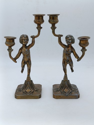 Paire bougeoirs art déco - paire,