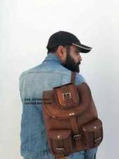 Sac à dos neuf en cuir véritable de style vintage 12,5 pouces marron foncé