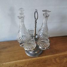 Ancien Serviteur Nécessaire de table Huilier Moutardier en Régule ou étain