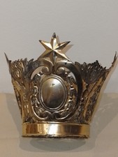 ANCIENNE GRANDE COURONNE RELIGIEUSE/STATUE/LA VIERGE/metal Argenté/CROWN/étoiles