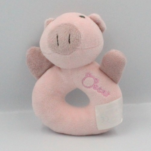 Doudou hochet cochon rose