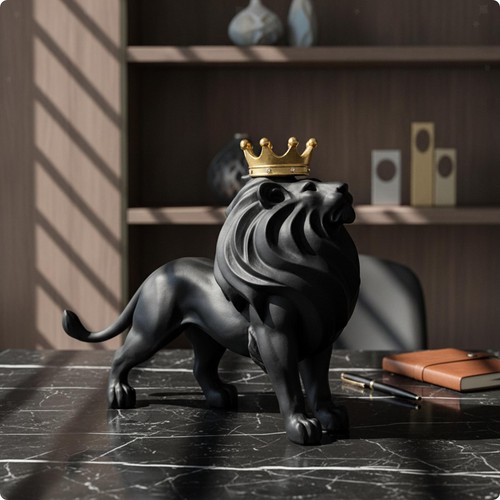 Statue lion couronnée - statue, de